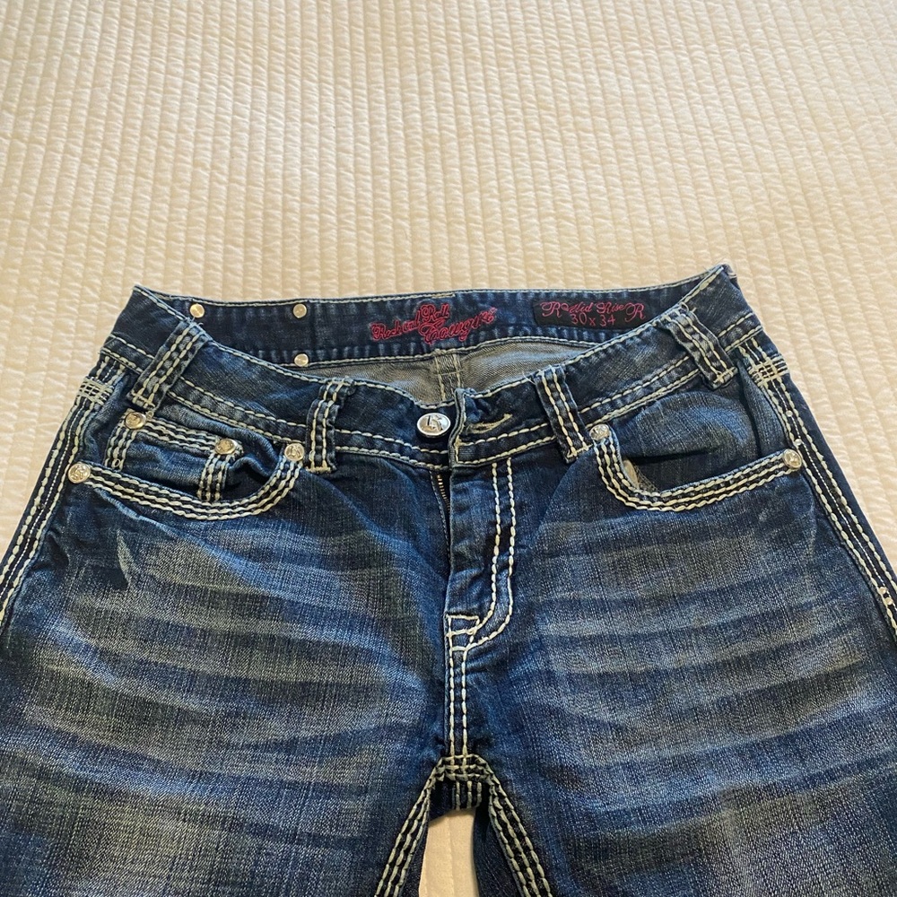 Rock Revival boot cut jeans with bling